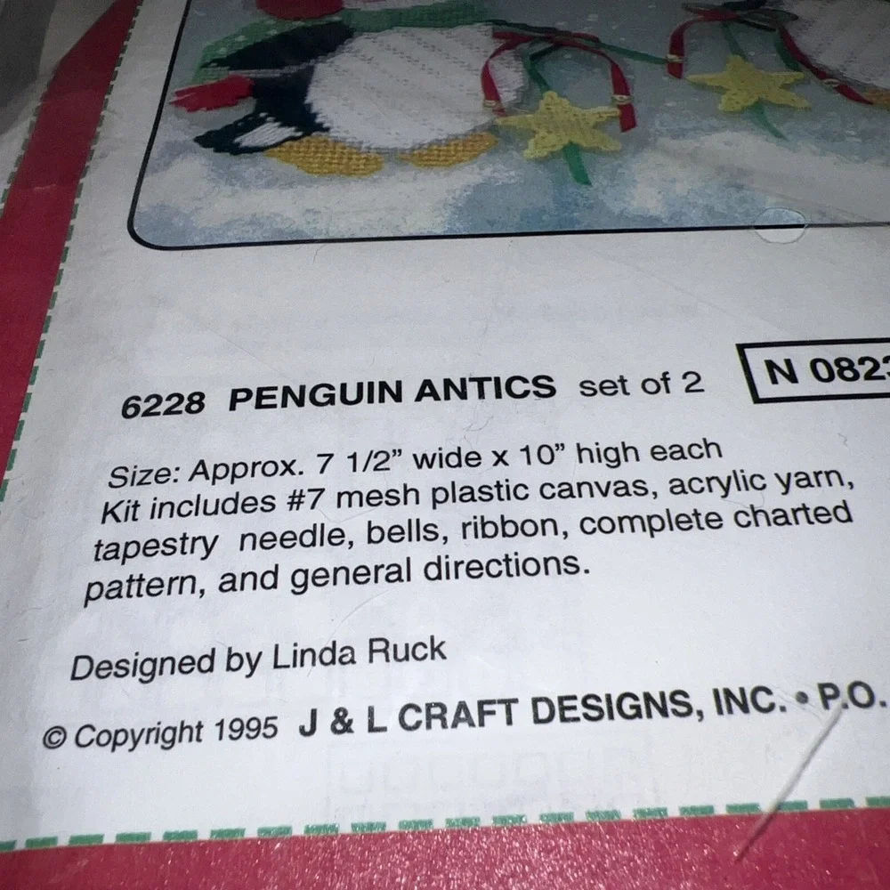 Temptations 1995 Kit 6228 Penguin Antics Yarn Art J&L Craft Plastic Canvas